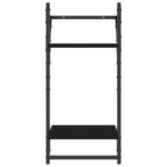 Étagères murales à 2 niveaux avec barres 2 pcs noir 30x25x65 cm – Image 3