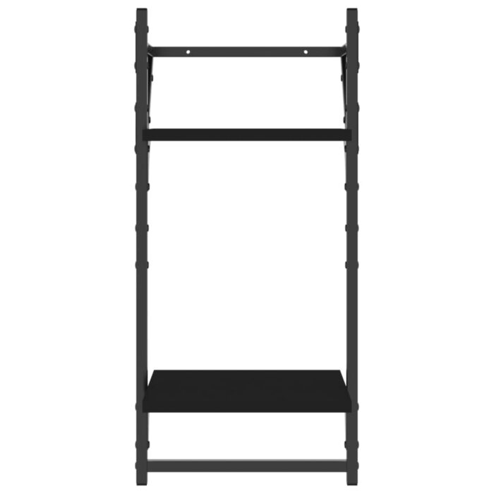 Étagères murales à 2 niveaux avec barres 2 pcs noir 30x25x65 cm – Image 3