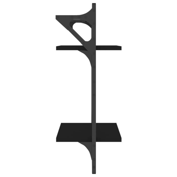 Étagères murales à 2 niveaux avec barres 2 pcs noir 30x25x65 cm – Image 4