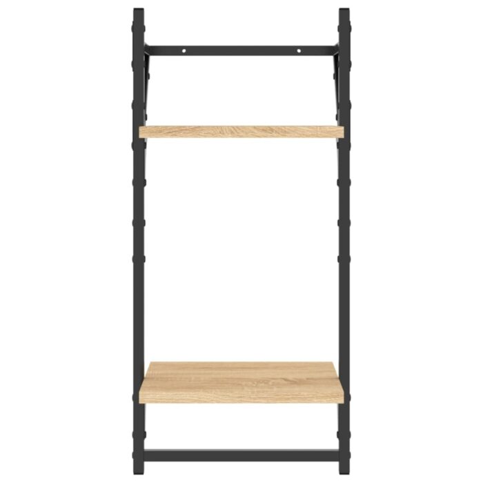 Étagères murales à 2 niveaux avec barres 2 pcs chêne sonoma – Image 3