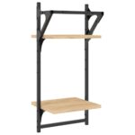 Étagères murales à 2 niveaux avec barres 2 pcs chêne sonoma – Image 5