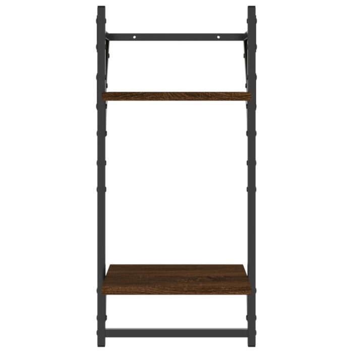 Étagères murales à 2 niveaux avec barres 2 pcs chêne marron – Image 3