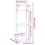 Étagères murales à 3 niveaux avec barres 2 pcs noir 30x25x100cm – Image 7
