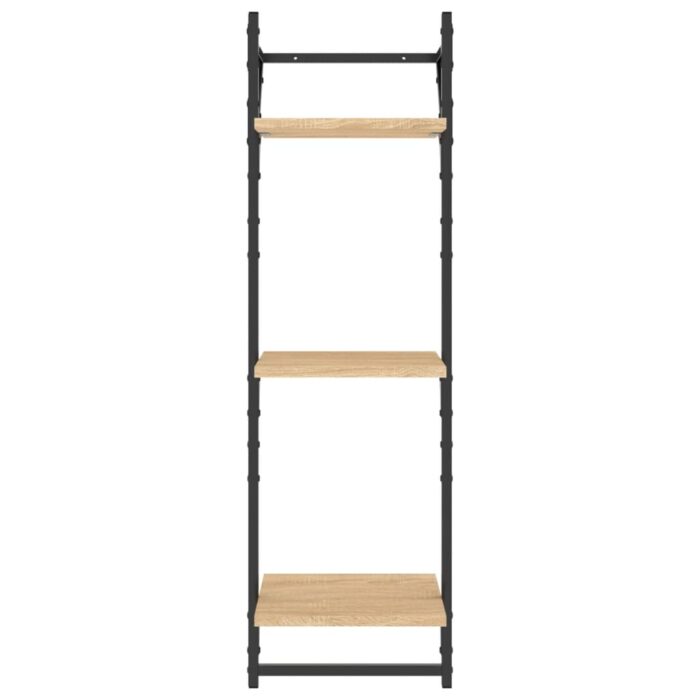 Étagères murales à 3 niveaux avec barres 2 pcs chêne sonoma – Image 3