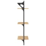 Étagères murales à 3 niveaux avec barres 2 pcs chêne sonoma – Image 4