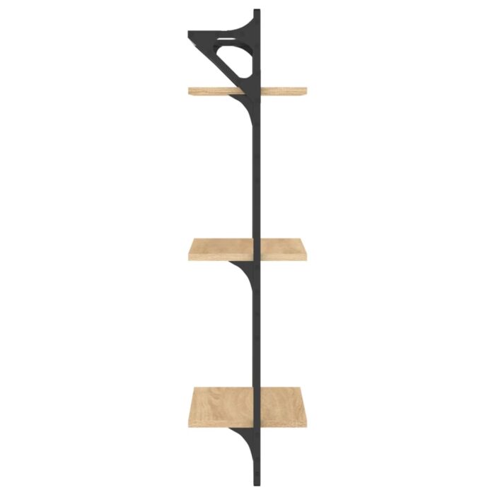 Étagères murales à 3 niveaux avec barres 2 pcs chêne sonoma – Image 4