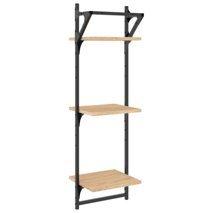 Étagères murales à 3 niveaux avec barres 2 pcs chêne sonoma – Image 5