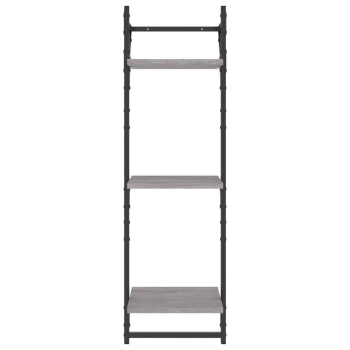 Étagères murales à 3 niveaux avec barres 2 pcs sonoma gris – Image 3