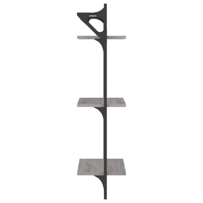 Étagères murales à 3 niveaux avec barres 2 pcs sonoma gris – Image 4