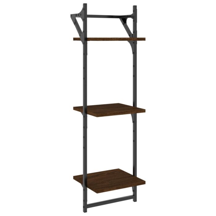Étagères murales à 3 niveaux avec barres 2 pcs chêne marron – Image 2
