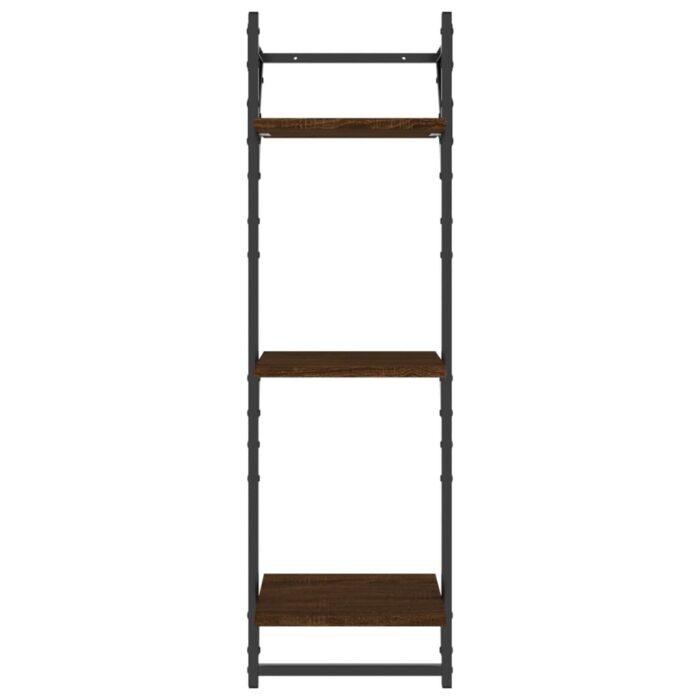 Étagères murales à 3 niveaux avec barres 2 pcs chêne marron – Image 3