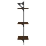 Étagères murales à 3 niveaux avec barres 2 pcs chêne marron – Image 4
