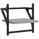 Ensemble d'étagères murales avec barres 4 pcs sonoma gris – Image 7