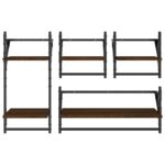 Ensemble d'étagères murales avec barres 4 pcs chêne marron – Image 2