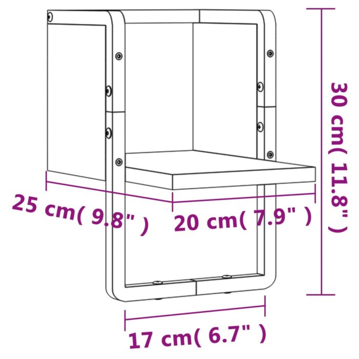 Étagère murale avec barre chêne marron 20x25x30 cm – Image 6