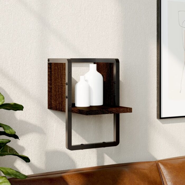 Étagère murale avec barre chêne marron 20x25x30 cm – Image 1