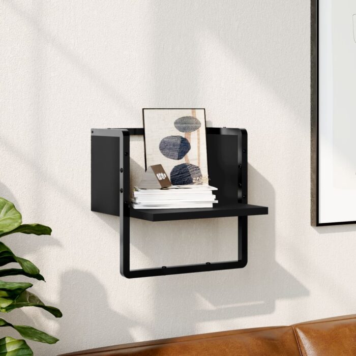 Étagère murale avec barre noir 30x25x30 cm – Image 1