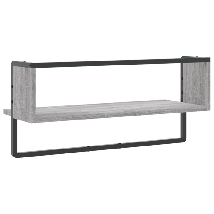 Étagère murale avec barre sonoma gris 65x25x30 cm – Image 4