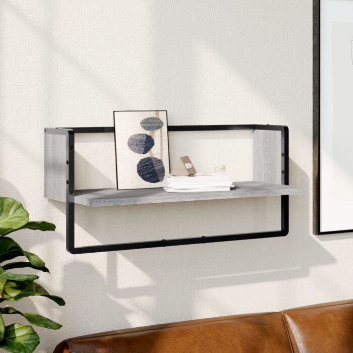 Étagère murale avec barre sonoma gris 65x25x30 cm – Image 1