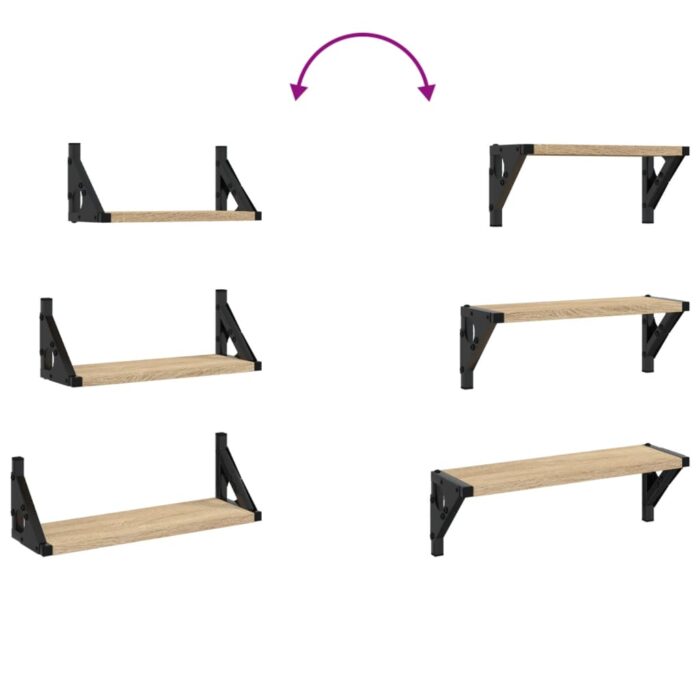 Ensemble d'étagères murales 3pcs chêne sonoma bois d'ingénierie – Image 5