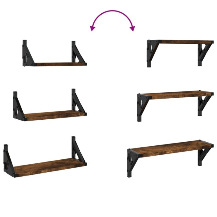 Ensemble d'étagères murales 3 pcs chêne fumé bois d'ingénierie – Image 5