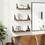 Ensemble d'étagères murales 3 pcs chêne fumé bois d'ingénierie