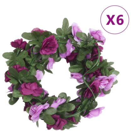 Guirlandes de fleurs de Noël 6 pcs violet clair 250 cm