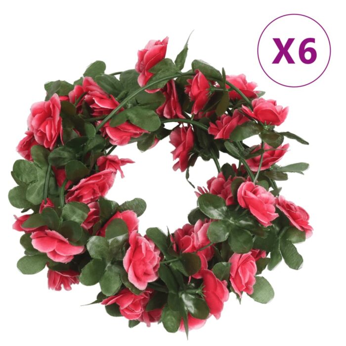 Guirlandes de fleurs de Noël 6 pcs rouge rosé 250 cm – Image 1
