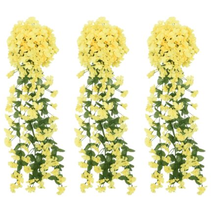 Guirlandes de fleurs de Noël 3 pcs jaune 85 cm