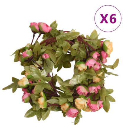 Guirlandes de fleurs de Noël 6 pcs rose 215 cm