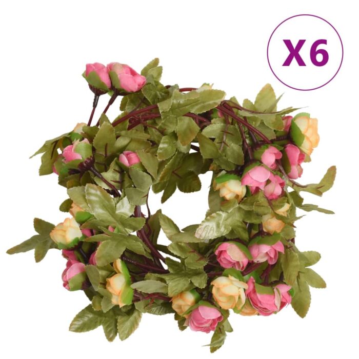 Guirlandes de fleurs de Noël 6 pcs rose 215 cm – Image 1