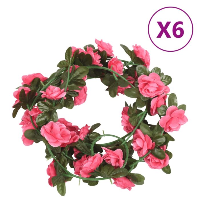 Guirlandes de fleurs de Noël 6 pcs rose 240 cm – Image 1