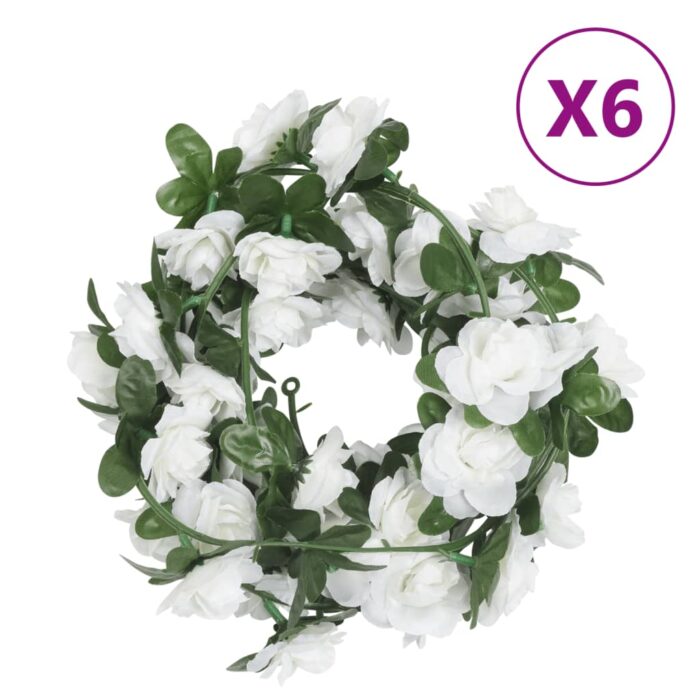Guirlandes de fleurs de Noël 6 pcs blanc 240 cm – Image 1