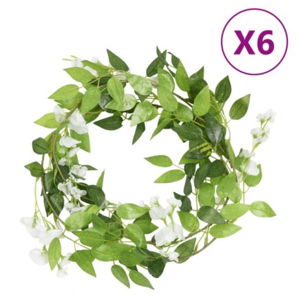 Guirlandes de fleurs de Noël 6 pcs blanc 200 cm