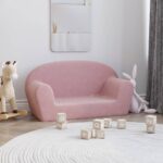 Canapé pour enfants 2 places rose peluche douce