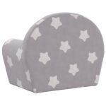 Canapé-lit pour enfants gris clair avec étoiles peluche douce – Image 4