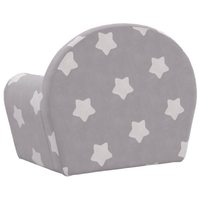 Canapé-lit pour enfants gris clair avec étoiles peluche douce – Image 4