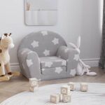 Canapé-lit pour enfants gris clair avec étoiles peluche douce