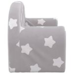 Canapé-lit enfant 2 places gris clair étoiles peluche douce – Image 3