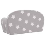 Canapé-lit enfant 2 places gris clair étoiles peluche douce – Image 4