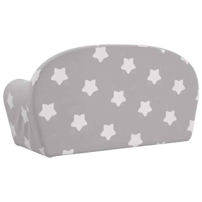 Canapé-lit enfant 2 places gris clair étoiles peluche douce – Image 4