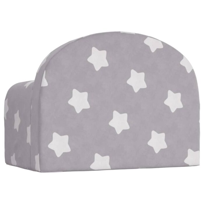Canapé pour enfants gris clair avec étoiles peluche douce – Image 3