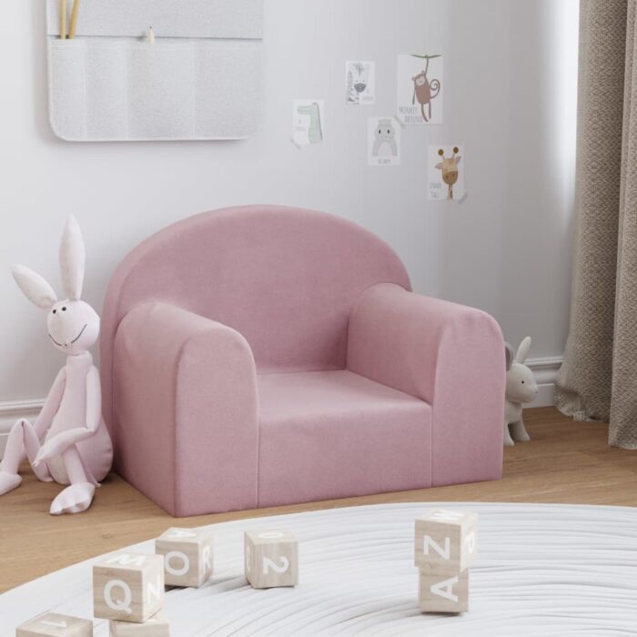 Canapé pour enfants rose peluche douce – Image 1