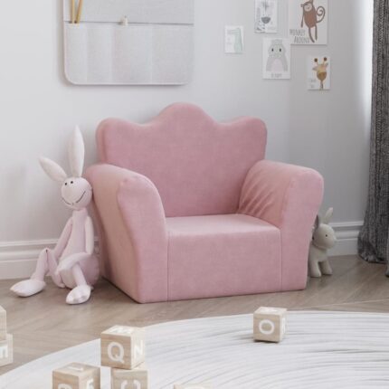 Canapé pour enfants rose peluche douce