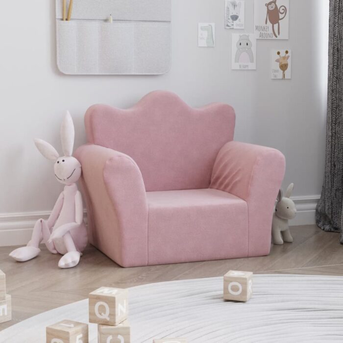 Canapé pour enfants rose peluche douce – Image 1
