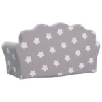 Canapé enfants 2 places gris clair avec étoiles peluche douce – Image 3