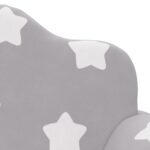 Canapé enfants 2 places gris clair avec étoiles peluche douce – Image 4
