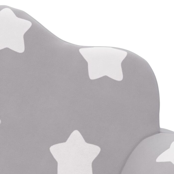Canapé enfants 2 places gris clair avec étoiles peluche douce – Image 4