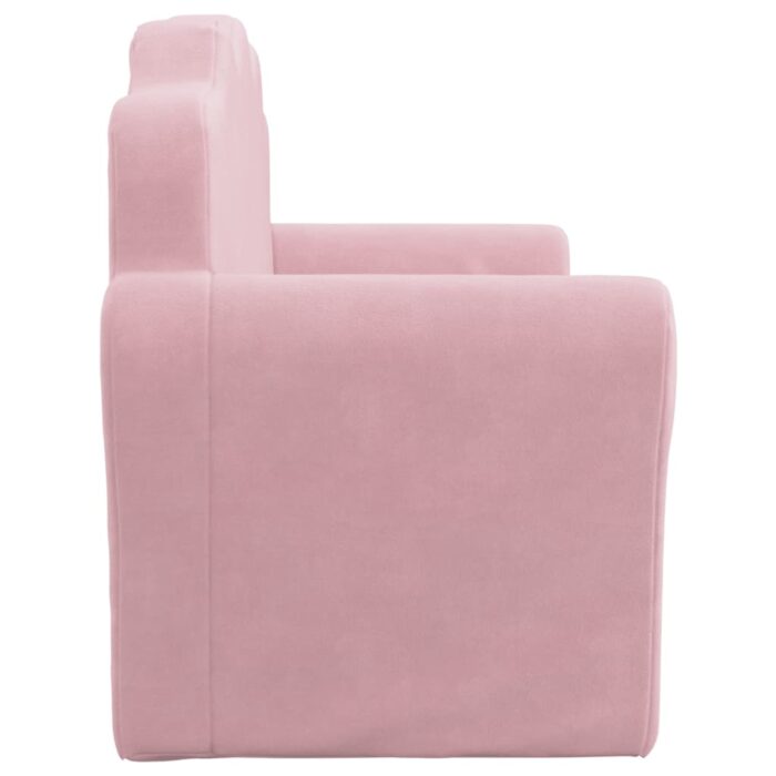 Canapé pour enfants 2 places rose peluche douce – Image 2