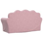 Canapé pour enfants 2 places rose peluche douce – Image 3